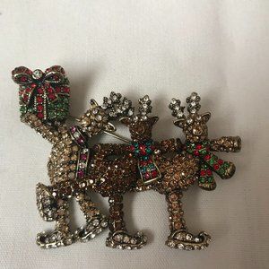 NWOT Heidi Daus "Reindeer Games" Swarovski Crystal Pin